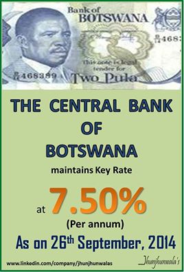 Central Bank of Botswana maintained  rate on 26th September 2014